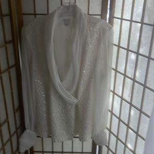 Dress Barn woman Ellicott holiday top sheer sleeves and neck size 16 W
